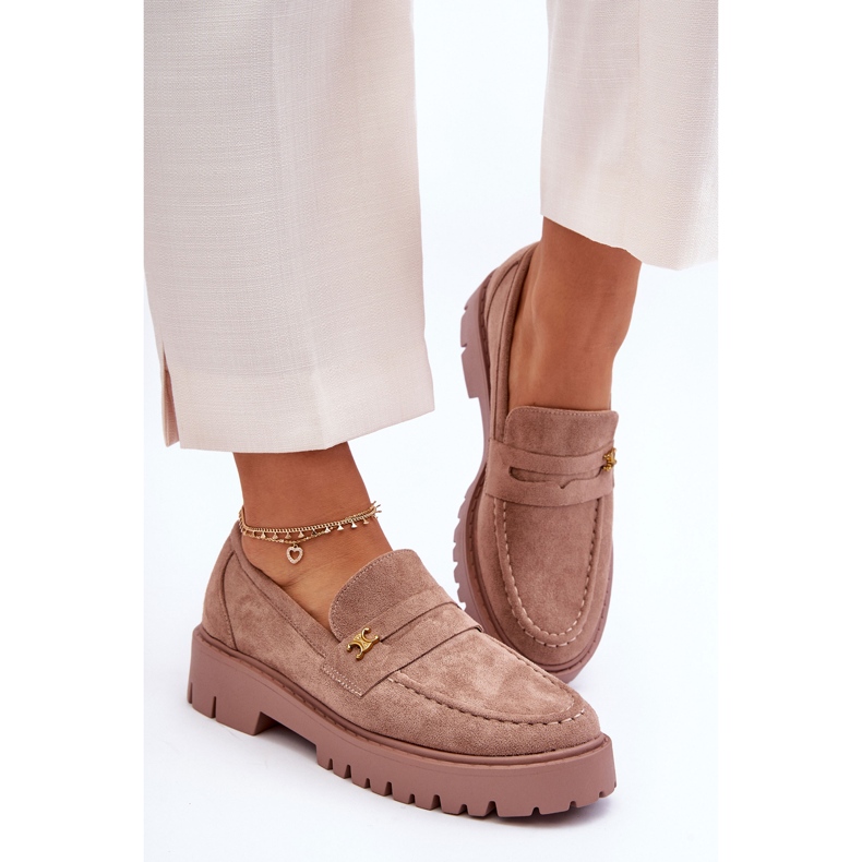 PS1 Zamszowe Mokasyny Z Ozdobą Brązowe Esperta 1