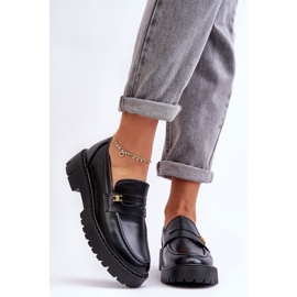 PS1 Skórzane Mokasyny Z Ozdobą Czarne Esperta 1