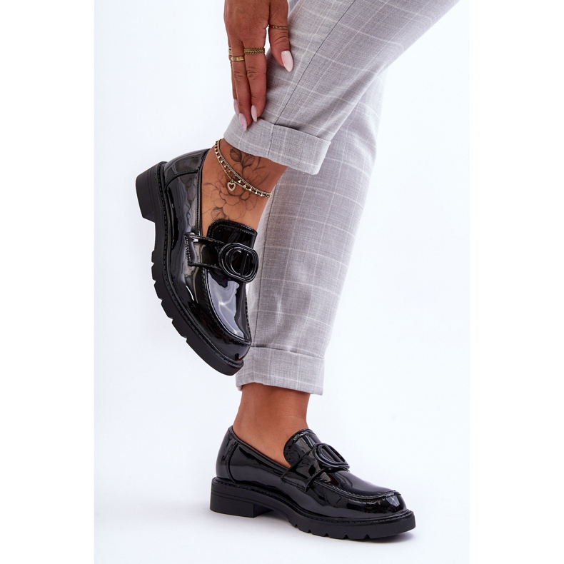 PG1 Lakierowane Mokasyny Na Platformie Czarne Jarren 2