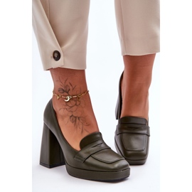 Czółenka  Na Wysokim Obcasie Zielone Alisa 1