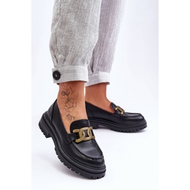 PG1 Mokasyny Damskie Na Platformie Z Ozdobą Czarne Ameg 2