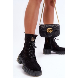 Ażurowe Botki Workery Czarne Ideally 2