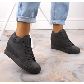 Trampki na koturnie ocieplane Big Star W INT1899C szare 2