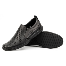Olivier Mokasyny męskie ażurowe na lato 662 czarne 1