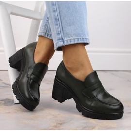 Półbuty na słupku Potocki W WOL166B zielone 1