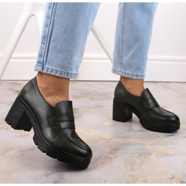 Półbuty na słupku Potocki W WOL166B zielone 2