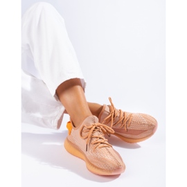SHELOVET Tekstylne Sneakersy Na Platformie pomarańczowe 1