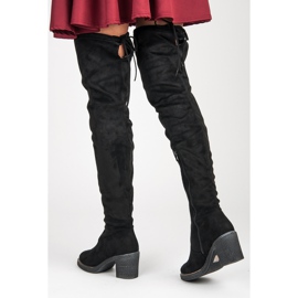 Seastar Wysokie zamszowe kozaki czarne 1