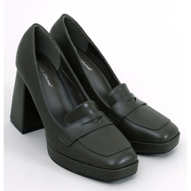 Mokasyny na obcasie Entee Green zielone 1