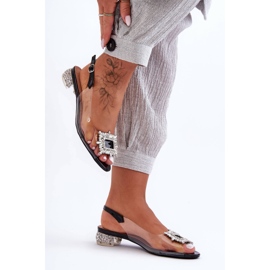 Sandałki Transparentne z Ozdobami Czarne S.Barski MR1037-05 1