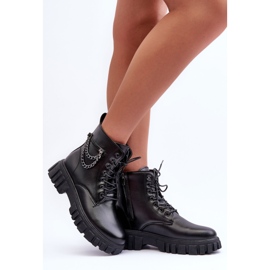 Stylowe Botki Workery Na Platformie Czarne Amro 2