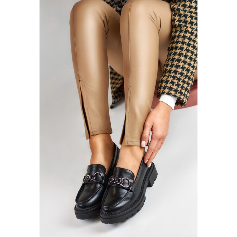 La.Fi Czarne mokasyny na platformie z ekoskóry 2