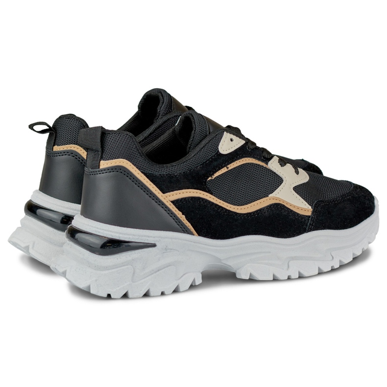 Czarne sneakersy damskie na białej podeszwie 1