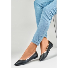 Czarne baleriny damskie ze złotym dodatkiem 1