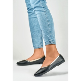 Czarne baleriny damskie ze złotym dodatkiem 2