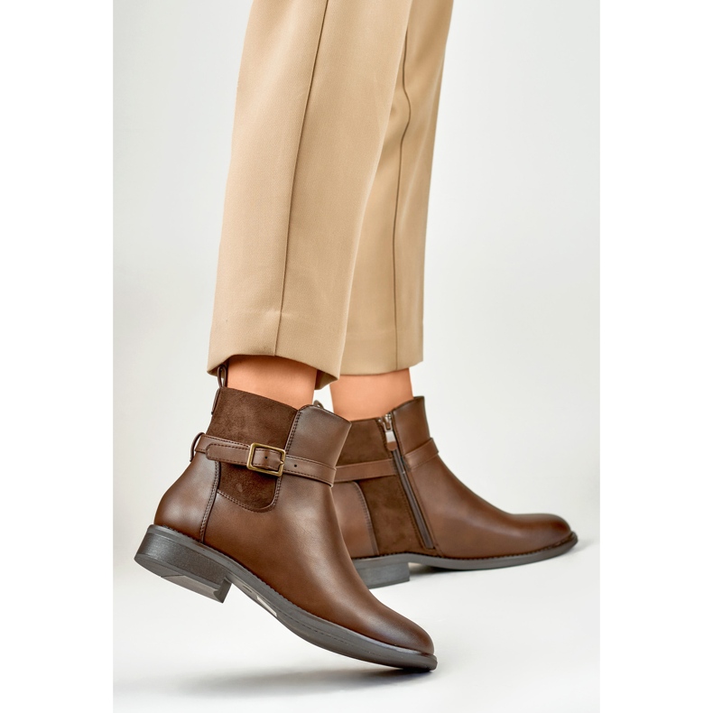 Brązowe casualowe botki damskie 1