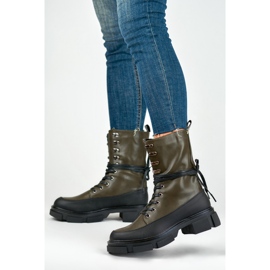 Wysokie botki damskie wiązane Garlin czarne 2