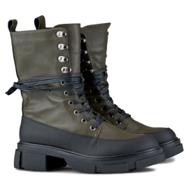 Wysokie botki damskie wiązane Garlin czarne 1