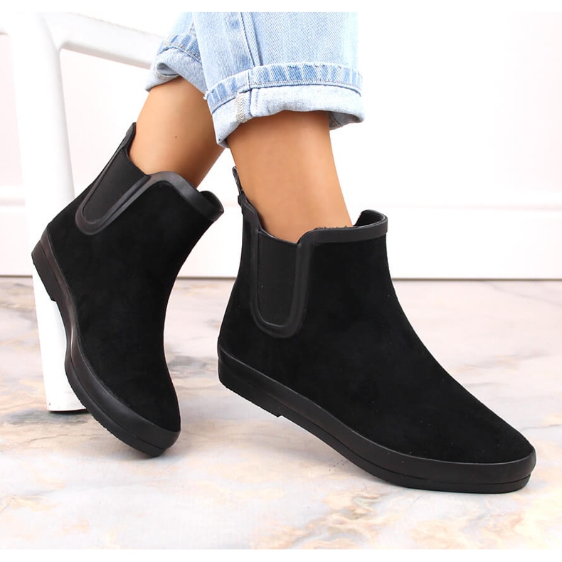 Kalosze wodoodporne botki sztyblety wsuwane czarne Potocki RB36063 1