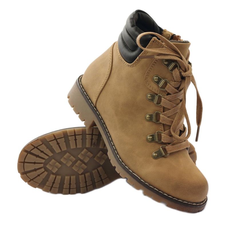 Sergio Leone trzewiki botki na suwak camel 0022 beżowy 3