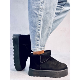 Śniegowce krótkie na platformie Solnis Black czarne 2