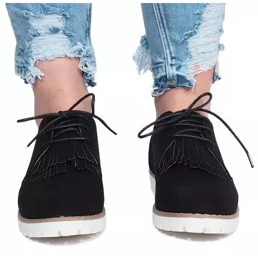 Czarne mokasyny z frędzlami Crushing Hard 1