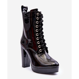 Botki Lakierowane Na Obcasie Czarne Lolis 1