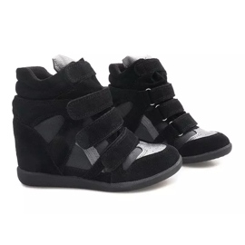 Sneakersy Na Koturnie R9686 Czarny czarne 1