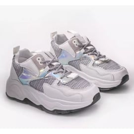 Białe sneakersy sportowe z szarymi wstawkami RAL-63 szare 3