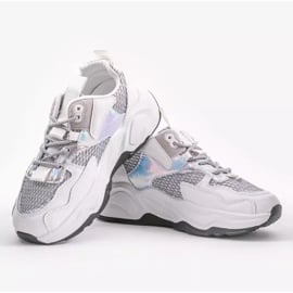 Białe sneakersy sportowe z szarymi wstawkami RAL-63 szare 4
