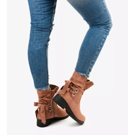 Różowe zamszowe botki z suwakiem Afforen 2