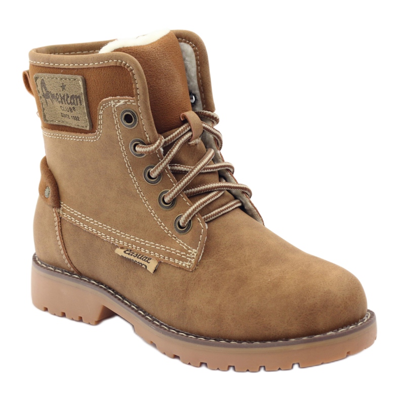 American Club Buty zimowe kozaczki trzewiki na suwak American 1904 camel brązowe wielokolorowe 1
