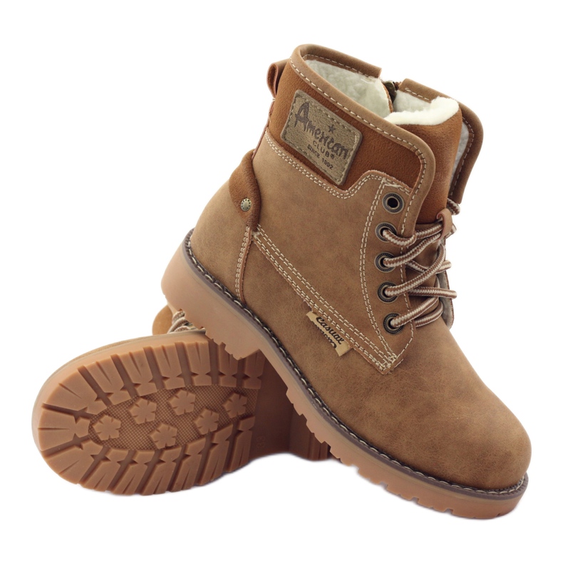 American Club Buty zimowe kozaczki trzewiki na suwak American 1904 camel brązowe wielokolorowe 3