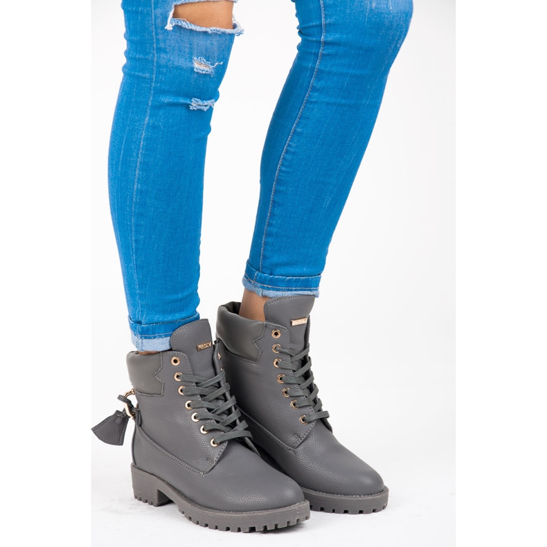 Vices New Collection Stylowe Traperki szare 2