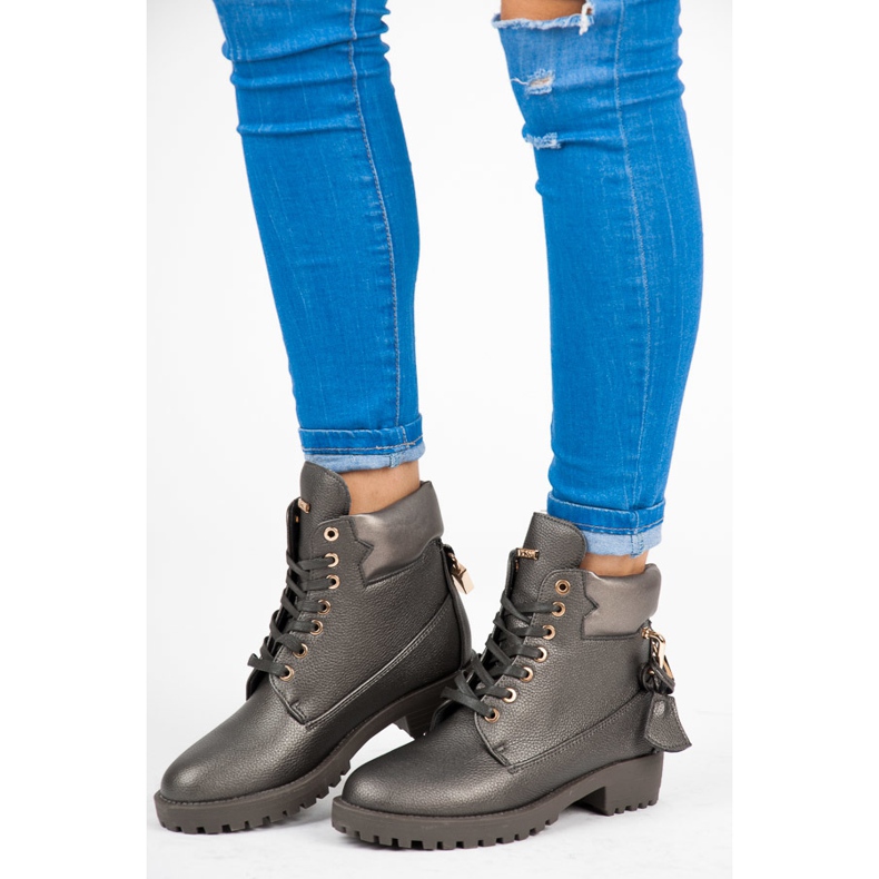 Vices New Collection Stylowe Traperki szare 1