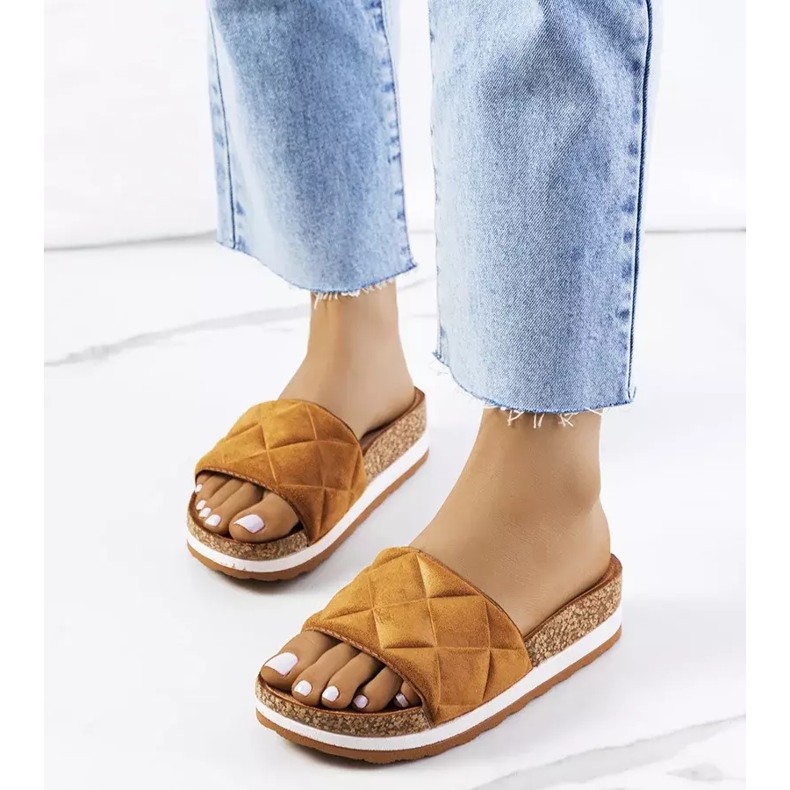 BM Brązowe klapki na korkowej podeszwie Galts 2