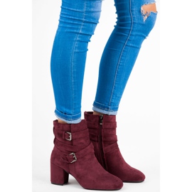 Seastar Bordowe botki na obcasie czerwone 1