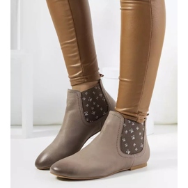 Szare wsuwane botki matowe Lucciano beżowy 1