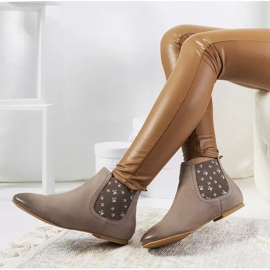 Szare wsuwane botki matowe Lucciano beżowy 2