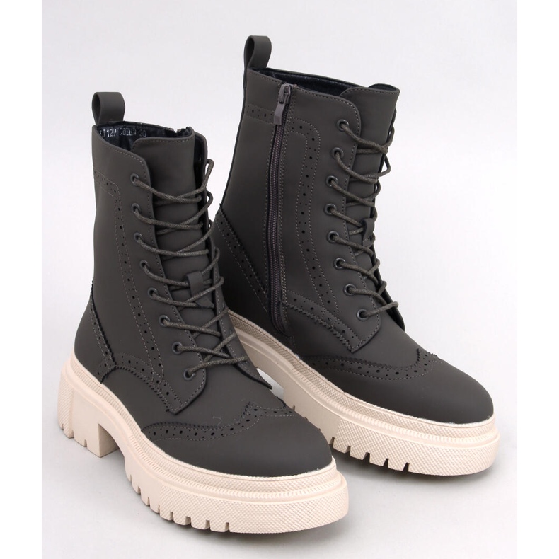 Botki sznurowane na protektorze Aubert Green zielone 1