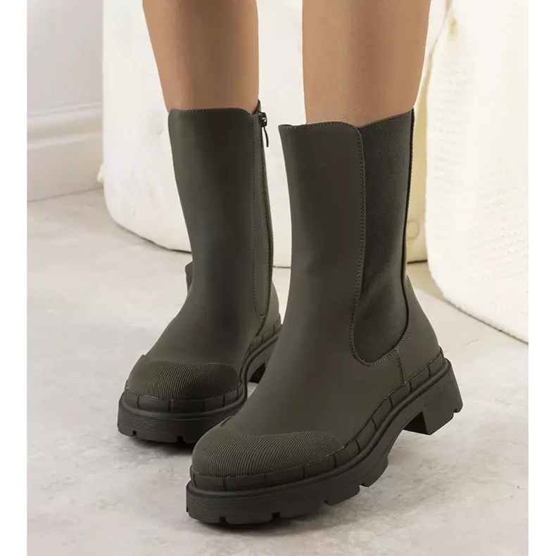 BM Zielone matowe botki Antede 1