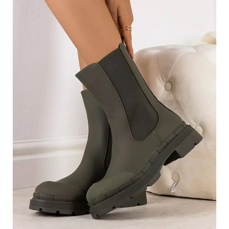 BM Zielone matowe botki Antede 2