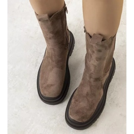 PA1 Brązowe kozaki na platformie Algade 2