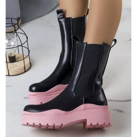 BM Czarne botki na różowej podeszwie Jadiel 2