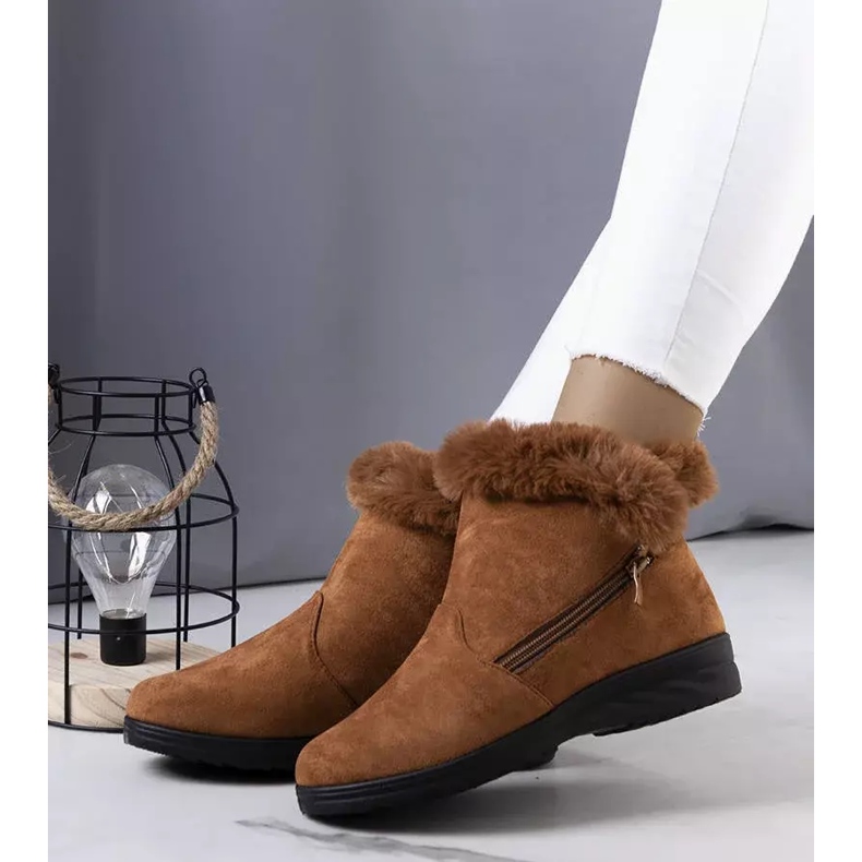 BM Brązowe ocieplane śniegowce z futerkiem Crina 2