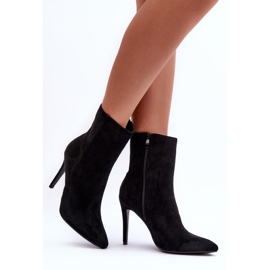 FB2 Zamszowe Botki Na Szpilce Czarne Eberpia 2