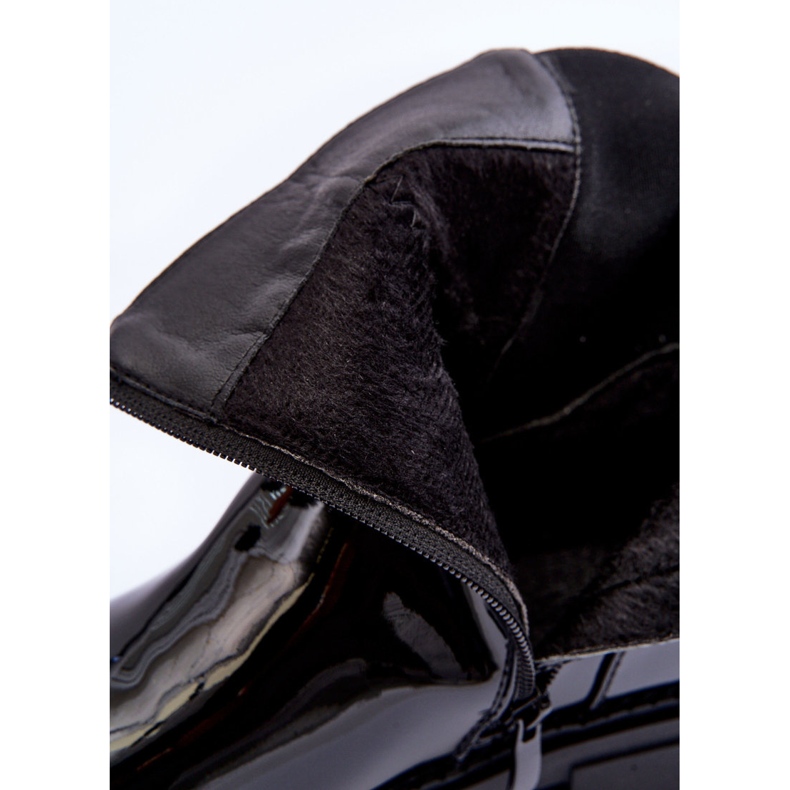 FB2 Lakierowane Botki Sztyblety Damskie Czarne Elspetia 2