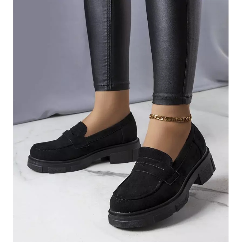 PA1 Czarne półbuty eko-zamsz Alacoque 1