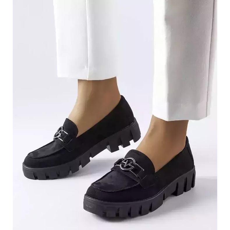 Venezia Czarne mokasyny eko-zamsz Vinceza 1