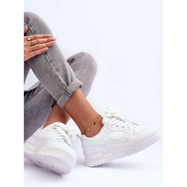 PG1 Sneakersy Damskie Na Platformie Białe Finos 2
